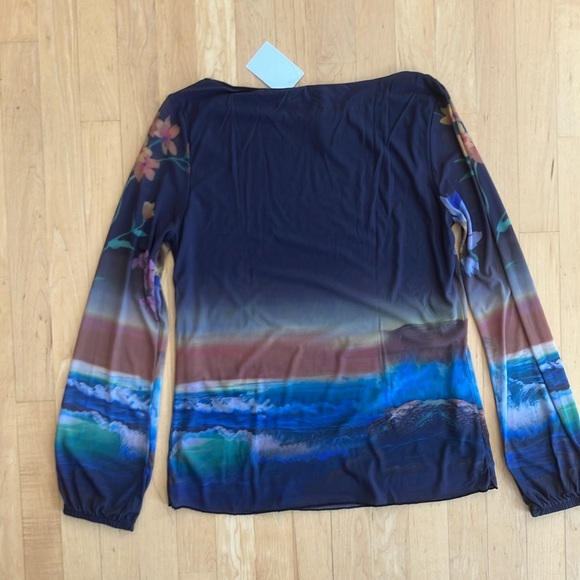 NEW Desigual Middleton mesh top daisy tiger ocean Large - Picture 8 of 11